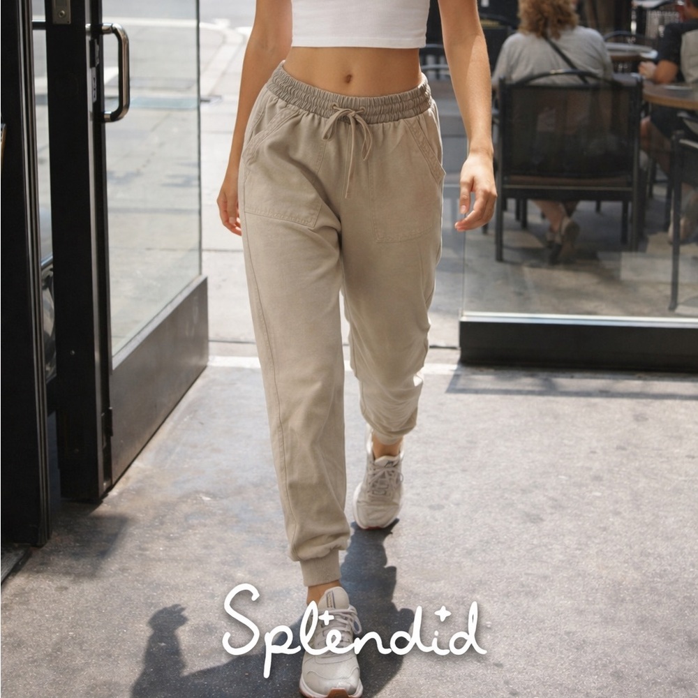 🌸Splendid Women's Khaki Jogger Elastic Waist Pants size S casual summer outfit